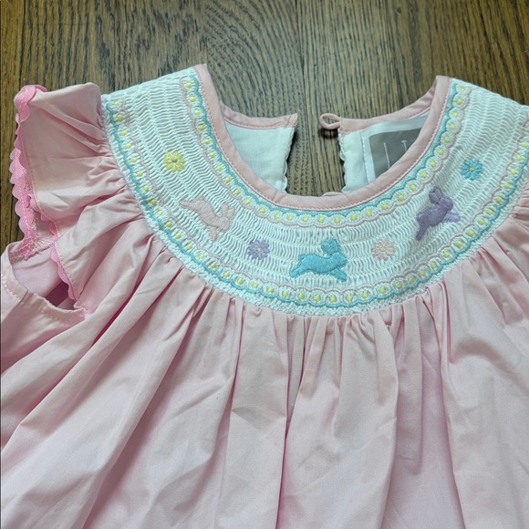 Pink bunny smocked dress - Picture 2 of 5